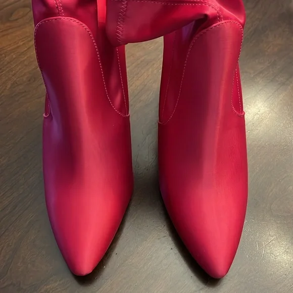 Satin Fuschia Booties by Express - Picture 3 of 16